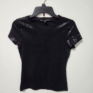 White House Black Market Short Sleeve Black Viper Shine Pima Cotton Tee Top XS